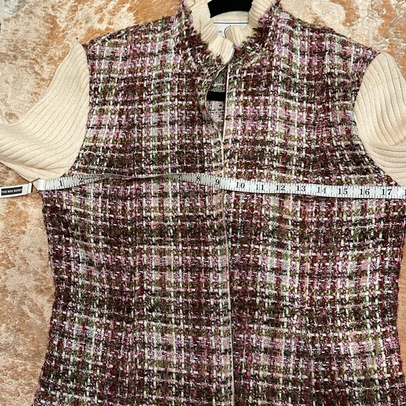 St. John Sport Tweed Zip Front Sweater Jacket | Ivory/Purple Size S- M (m) - Picture 5 of 10